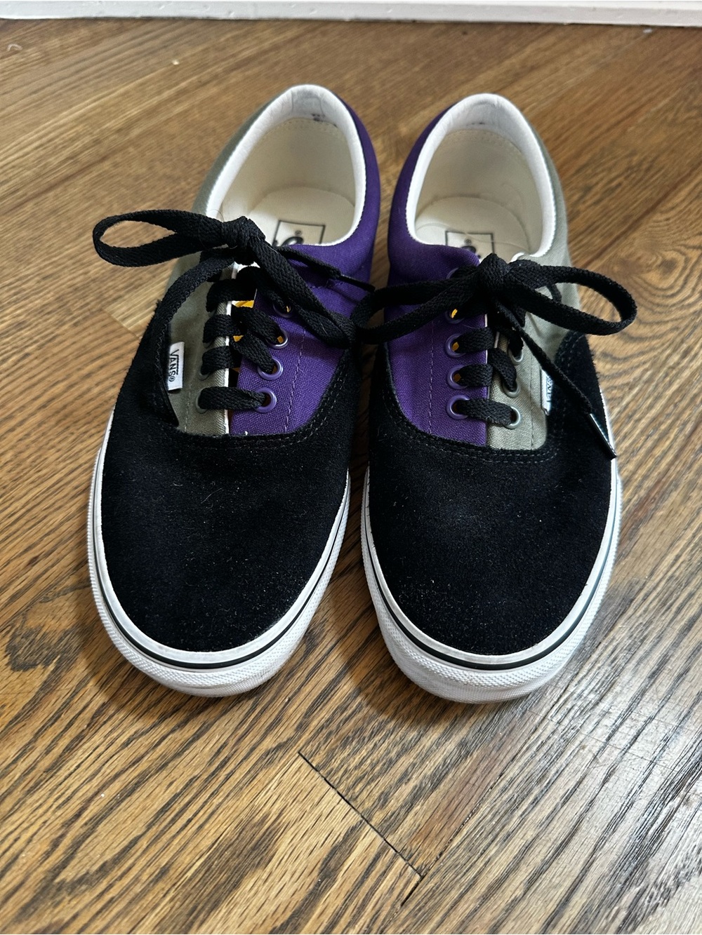 Vans multi color Black suede and Purple blue canvas Low-Top with laces